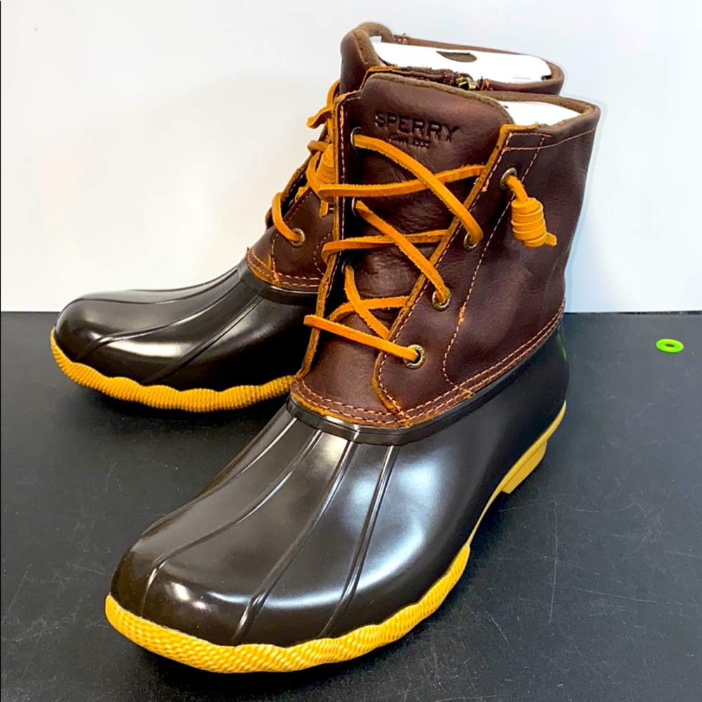 Sperry Saltwater Wool & Rubber Rain Boot Tan Brown